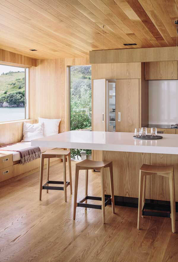 The Scandinavian-Style Oak Interiors of Hahei House's Kitchen.